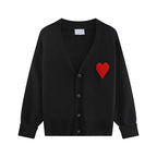 Y2k Sweaters Women Autumn Heart Embroidery Midnight Blue Cardigan Fashion Warm Loose Fit Lover Cotton Knitted Cardigans Mens top