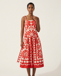 Poppy & Cream Block-Print Sundress-0