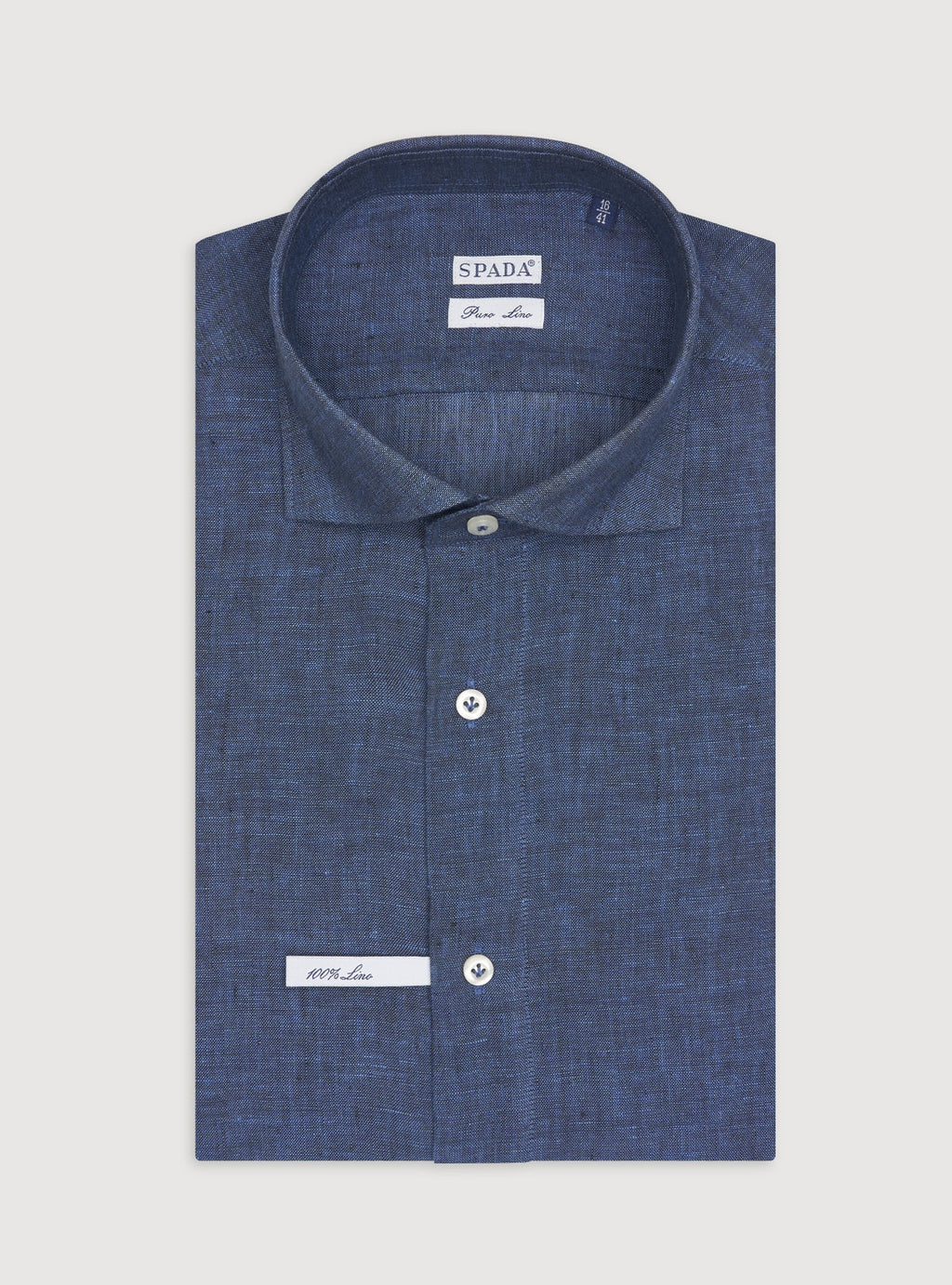 Camicia collo francese in lino tinta unita