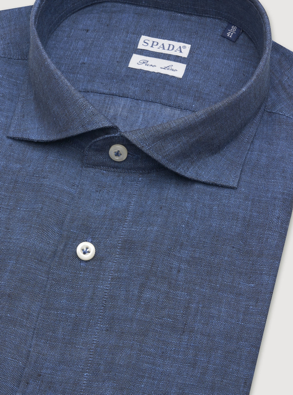 Camicia collo francese in lino tinta unita
