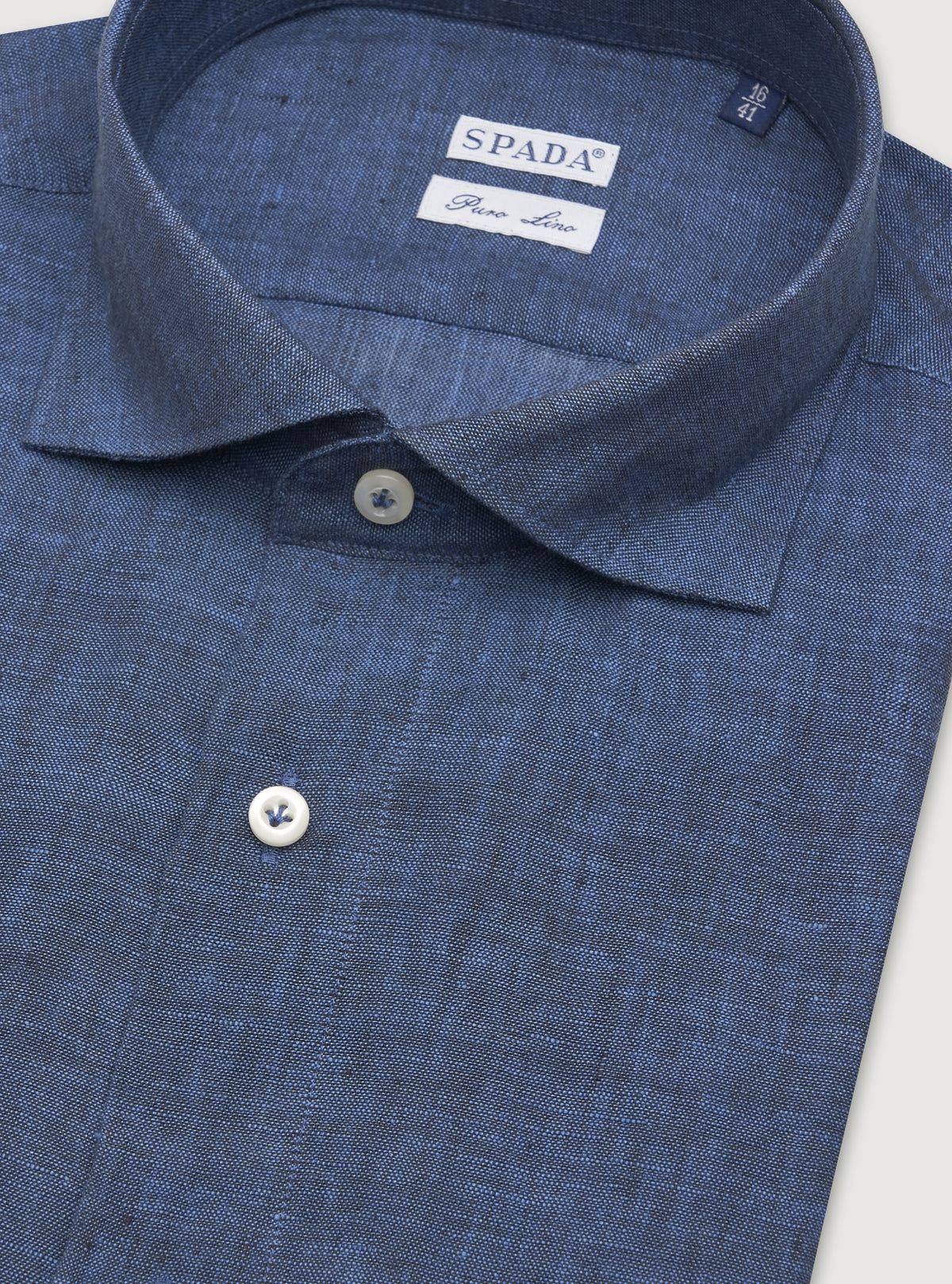 Camicia collo francese in lino tinta unita