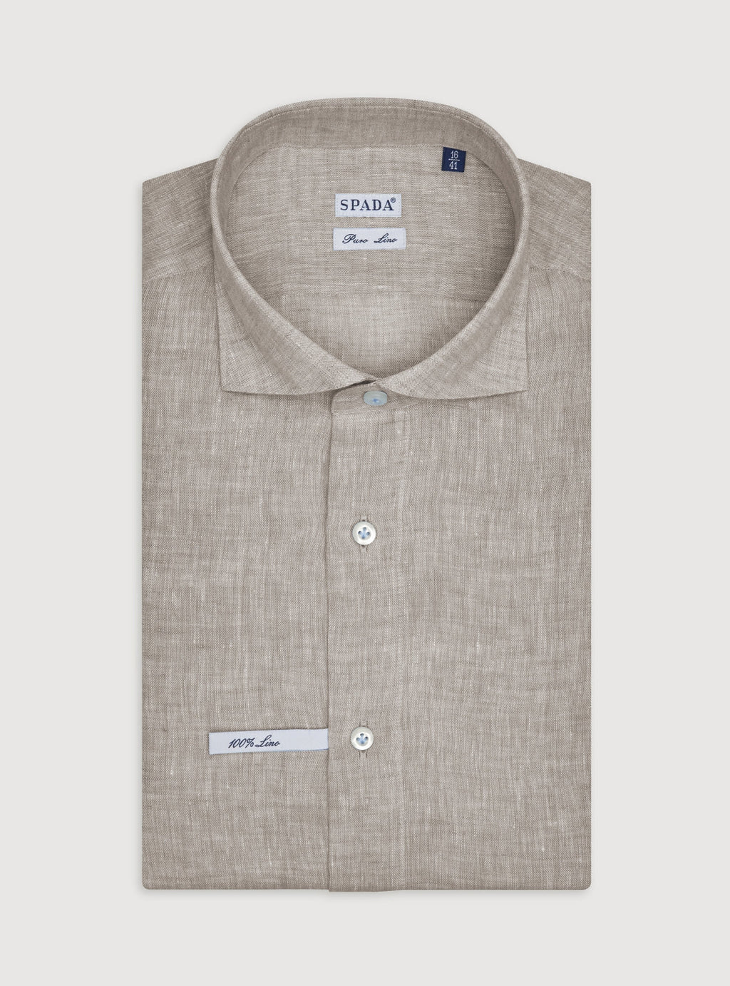 Camicia collo francese in lino tinta unita