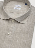 Camicia collo francese in lino tinta unita