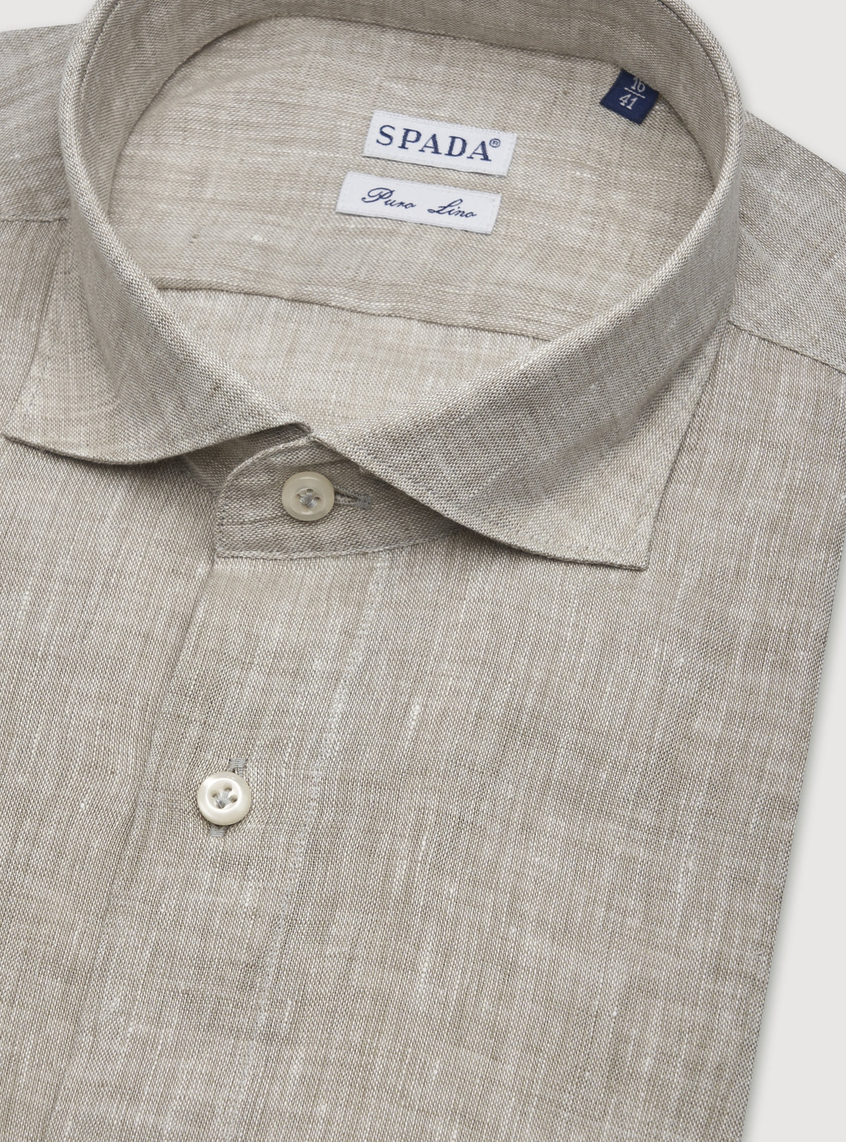 Camicia collo francese in lino tinta unita