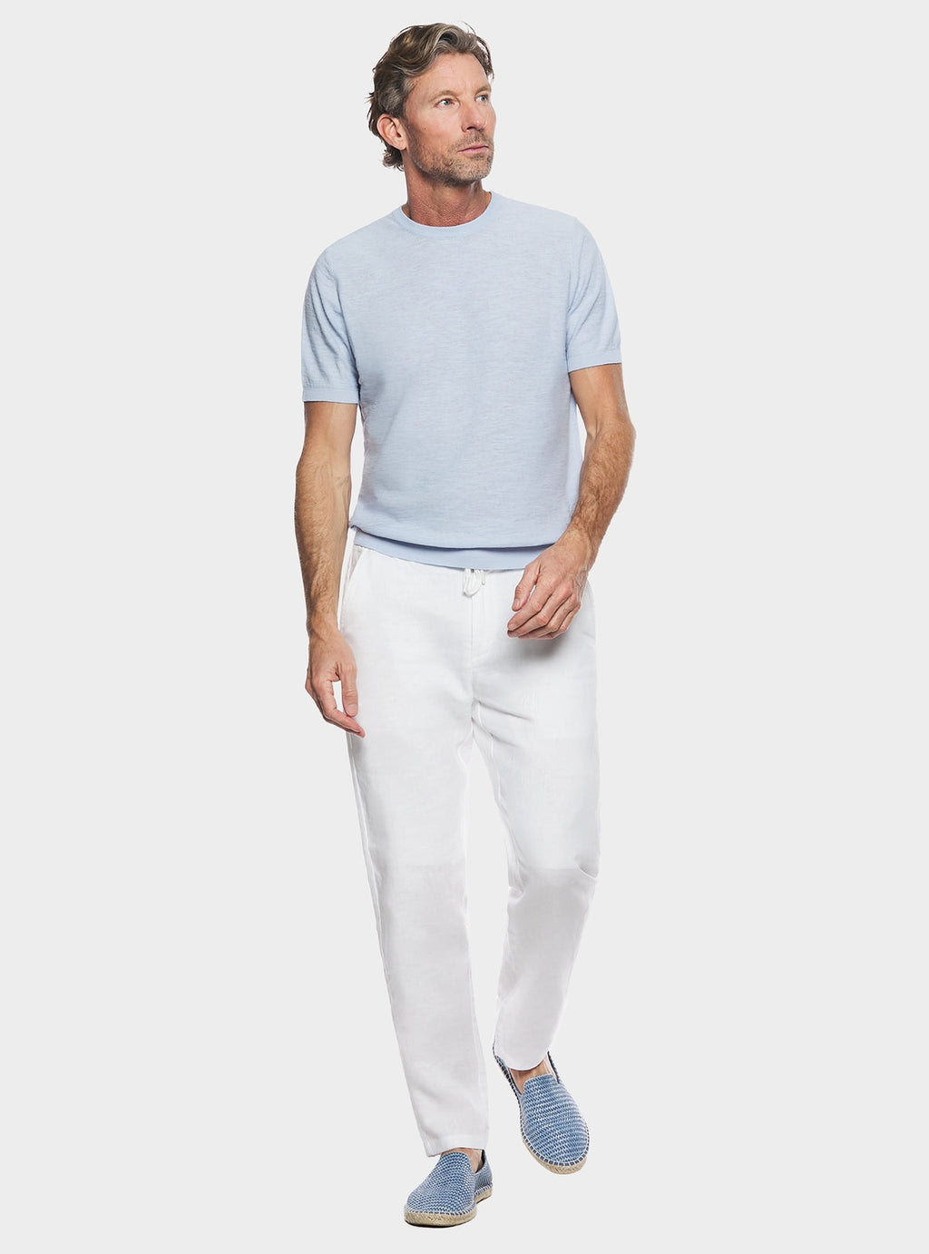 Maglia girocollo in cotone lino