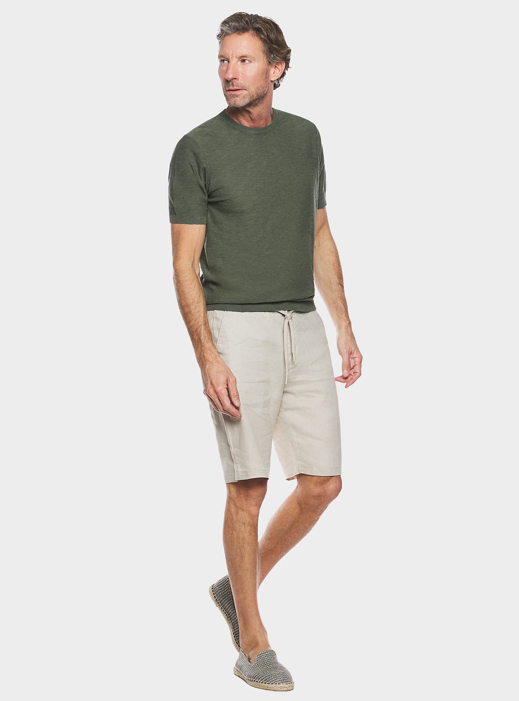 Maglia girocollo in cotone lino