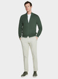 Maglia full zip a coste in puro cotone