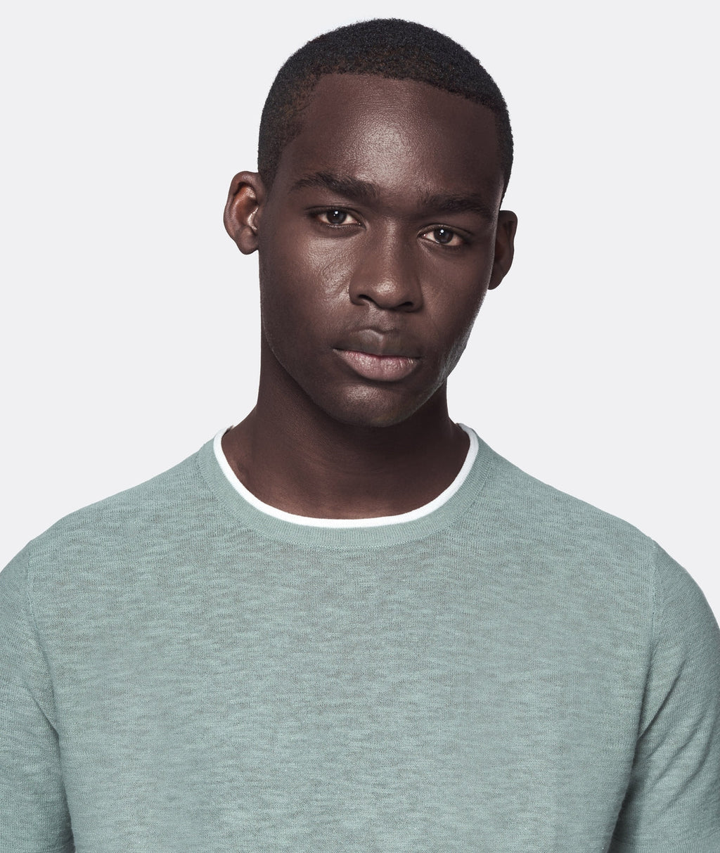 T-shirt cotone e lino a contrasto