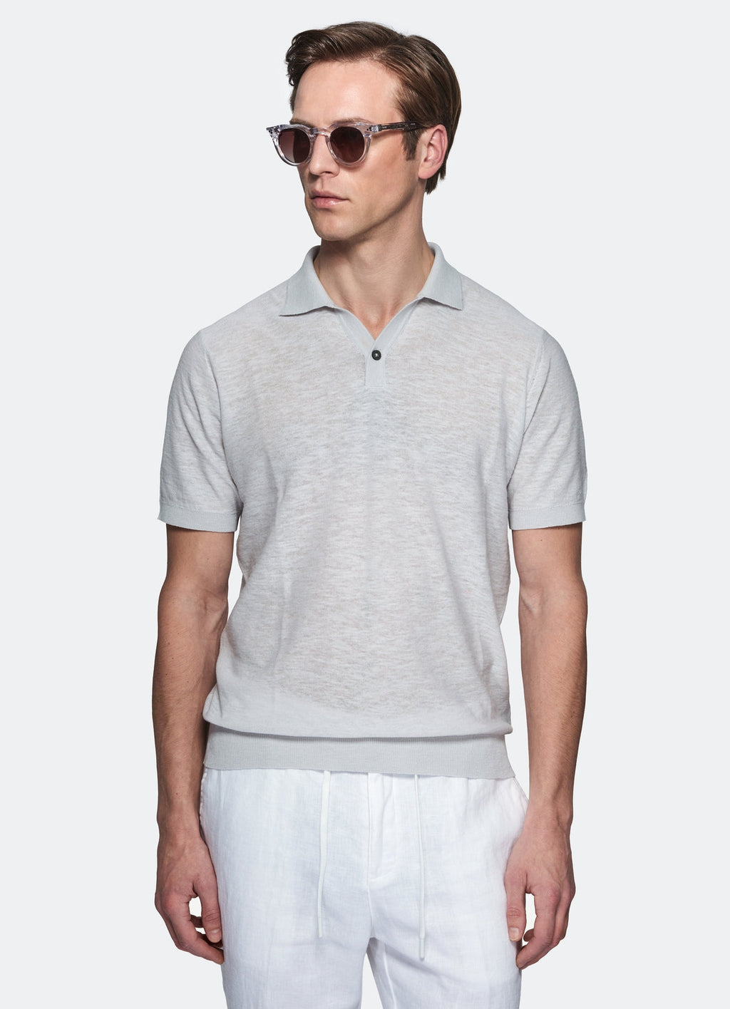 Polo in cotone e lino mezza manica