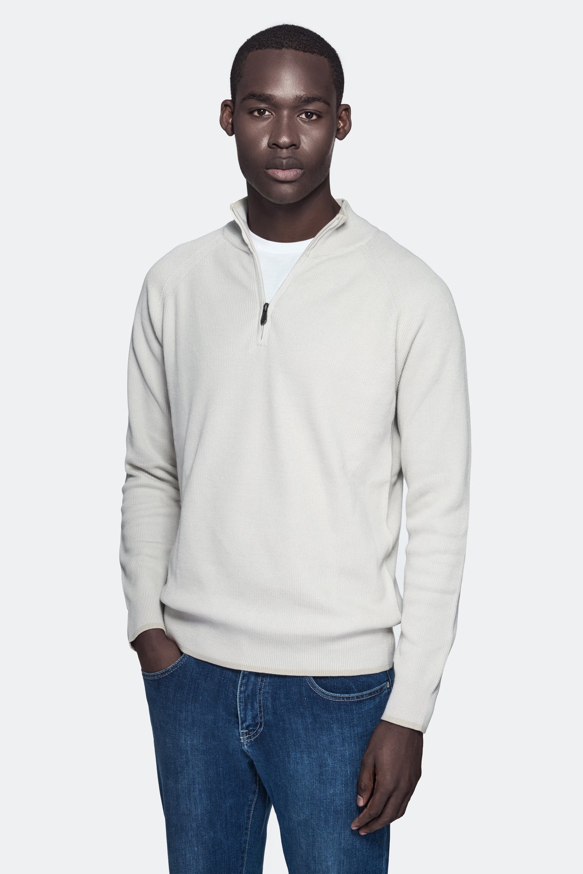 Maglia mezza zip in puro cotone