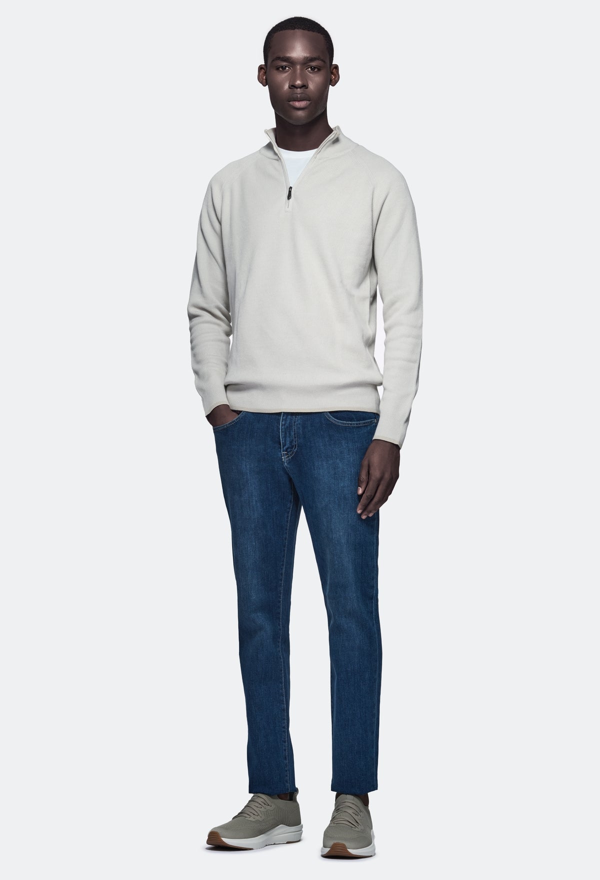 Maglia mezza zip in puro cotone