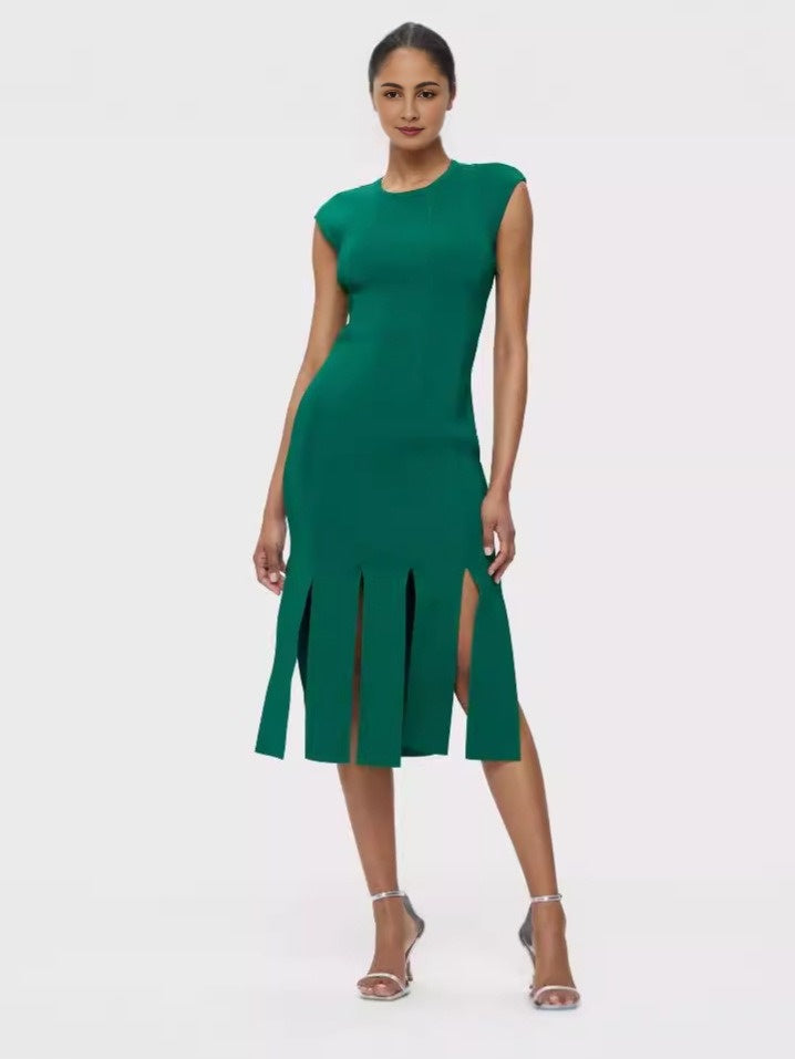 European and American green hollow out sexy belt bandage dress high-end party dress evening gown