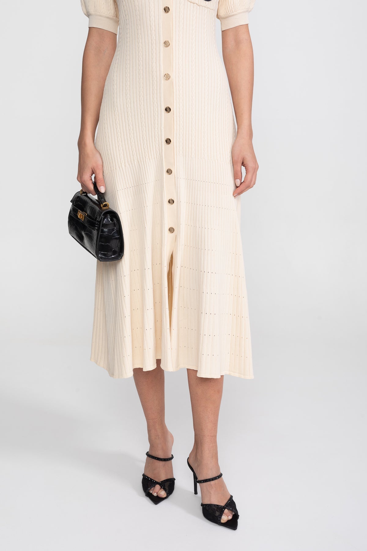 Knitted A-line polo dress