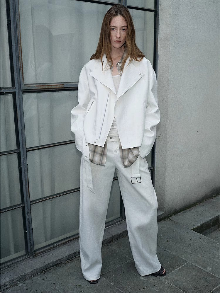 "Modern Past" practical personality linen draped trapezoidal jacket