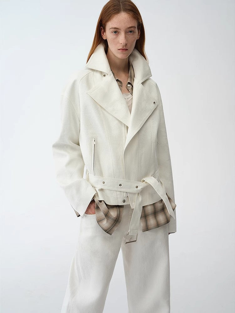 "Modern Past" practical personality linen draped trapezoidal jacket