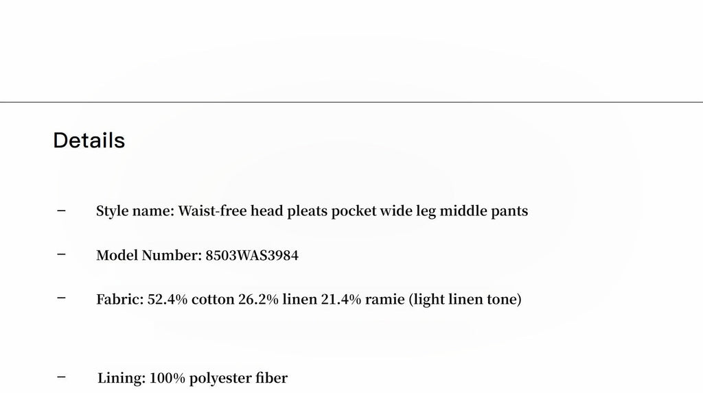 Sophisticated linen waistless pleated wide-leg cropped pants for women, featuring architectural silhouette, textured side pockets