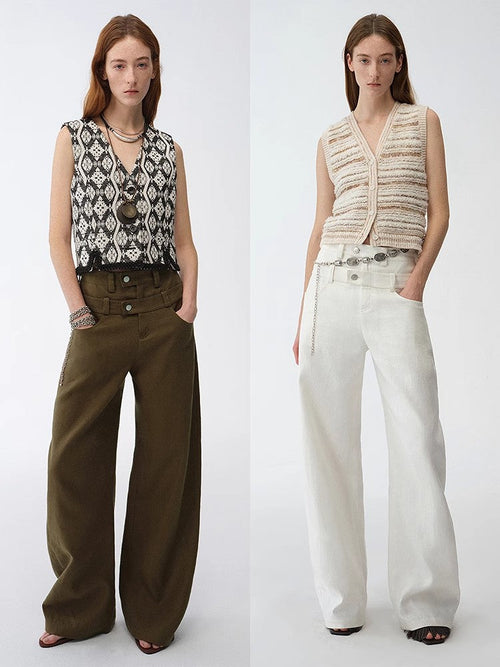 "Weiss Love Letter" Old Money Style Linen Cut Scimitar Pants