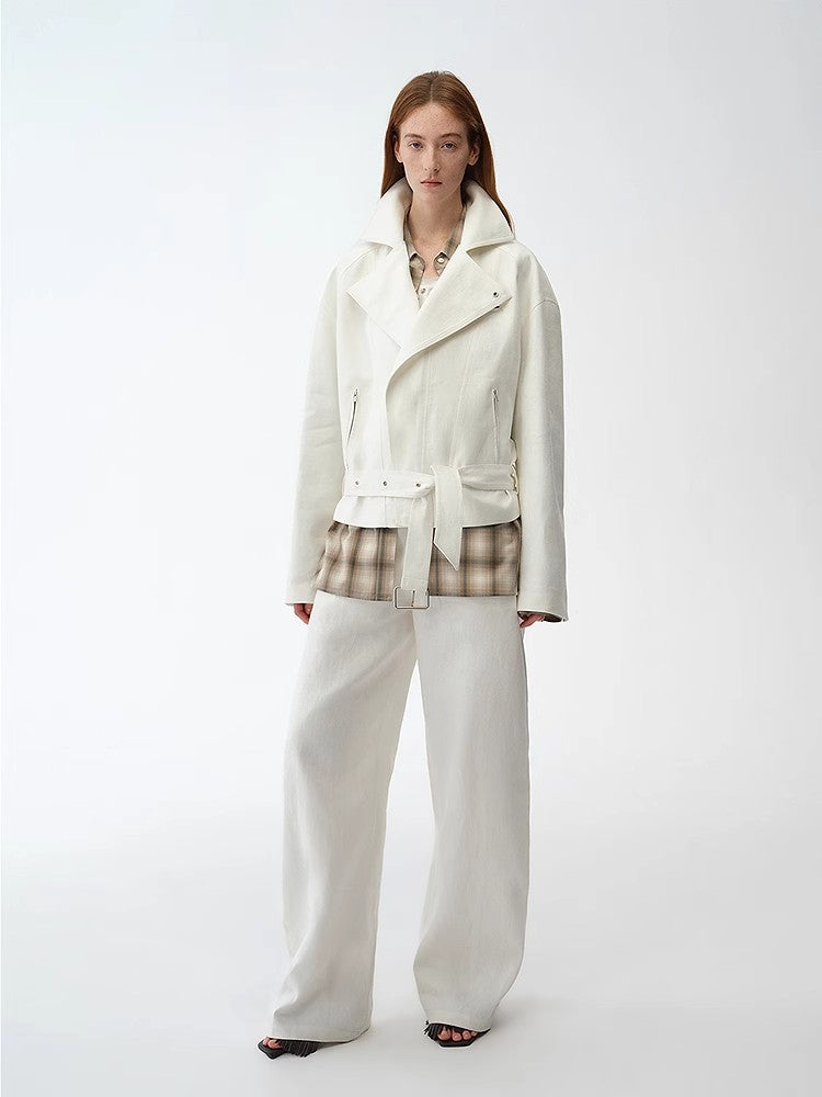 "Modern Past" practical personality linen draped trapezoidal jacket