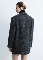 Flip collar woolen coat