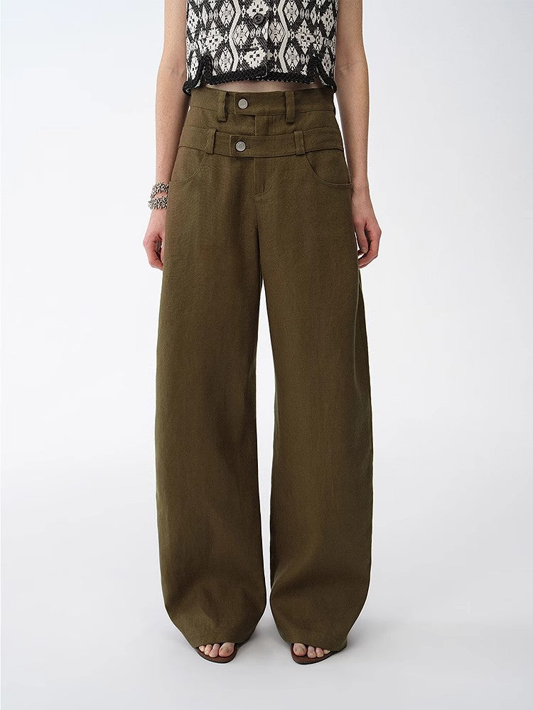 "Weiss Love Letter" Old Money Style Linen Cut Scimitar Pants