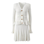 French socialite design with ruffle edge patchwork long sleeved dress for women slim fit and slimming short skirt