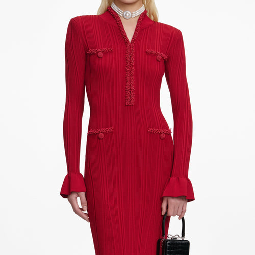 Beaded ribbed-knit Dress