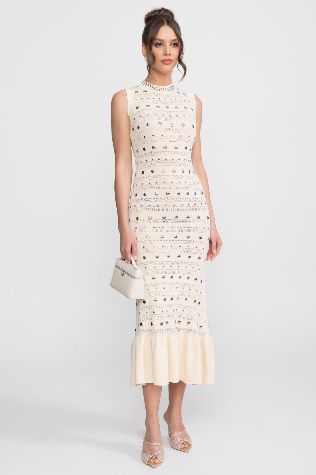Stud Ruffle Hem Dress