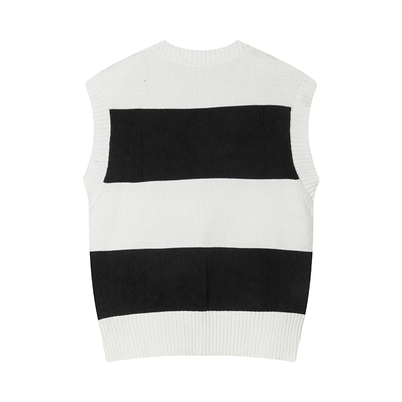 Women's knitted vest sweater spring new knitted sweater pullover tops V-neck sleeveless vest women's clothing couple casual