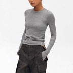 Soft Touch Warm Wool Long Sleeve Knit Sweater Women's Tencel Slim Fit T-Shirt Innerwear Top