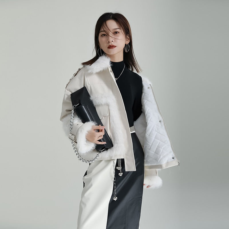 Increasingly Designer Small Fur One Piece Coat Women Fashion New Irregular Cotton Clothes in Autumn and Winter