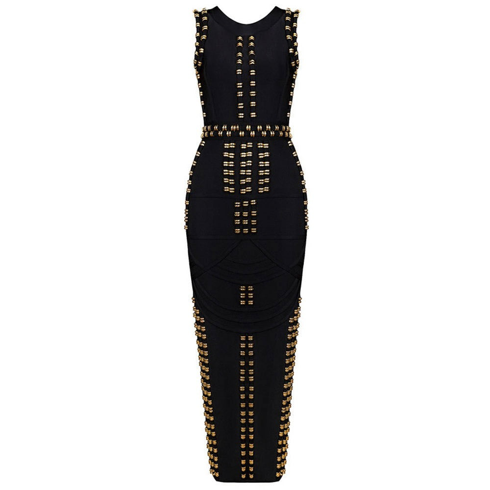 Luxury Bead Slim Fit Banquet Dress Long Elegant Split Bandage Dress