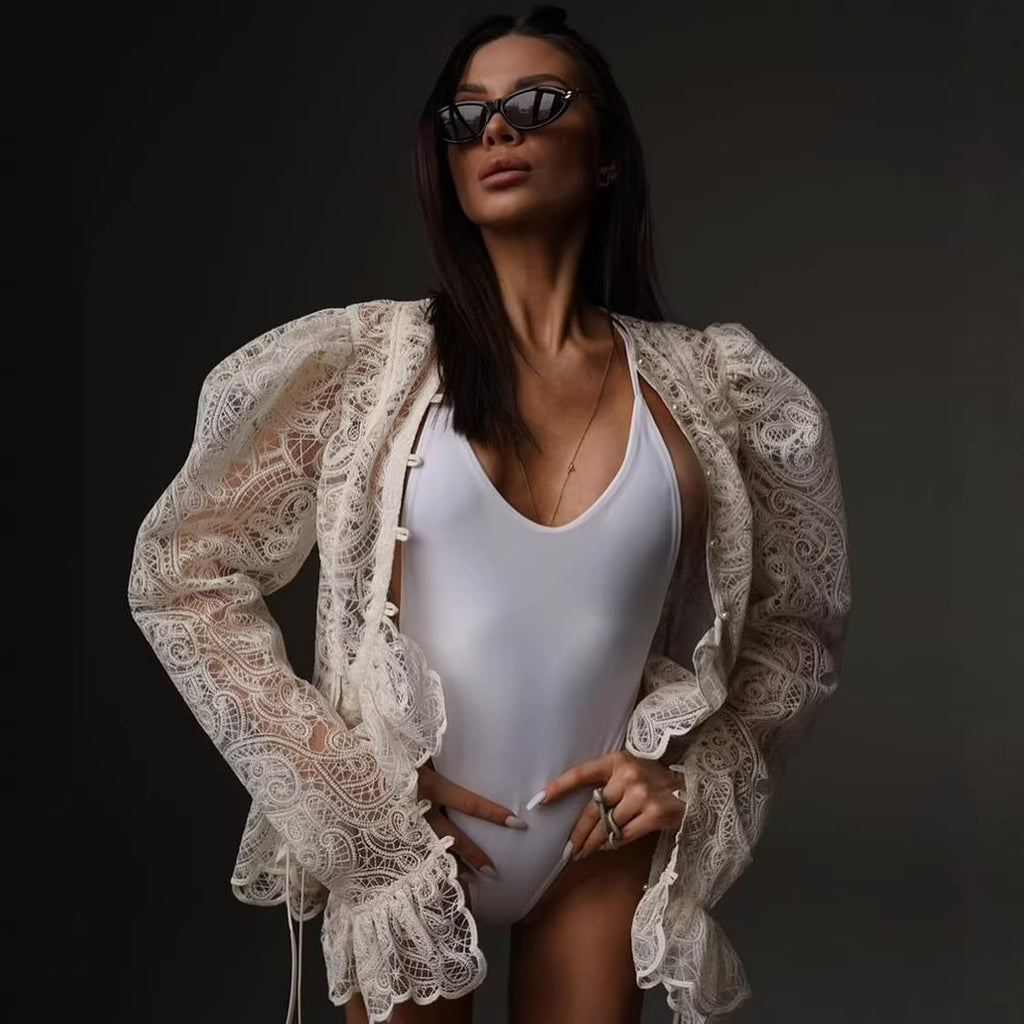 Round neck flared sleeves slim fit irregular shirt top