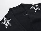 Luxury Star Printed Long Cardigans for Woman Autumn Oversized Black Knitted Sweater Mujer Korean Fashion