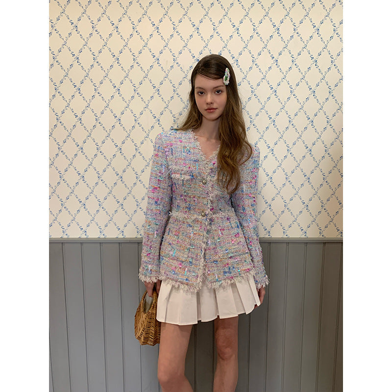 Fashion heavy industry tassel floral small fragrant style coat for women