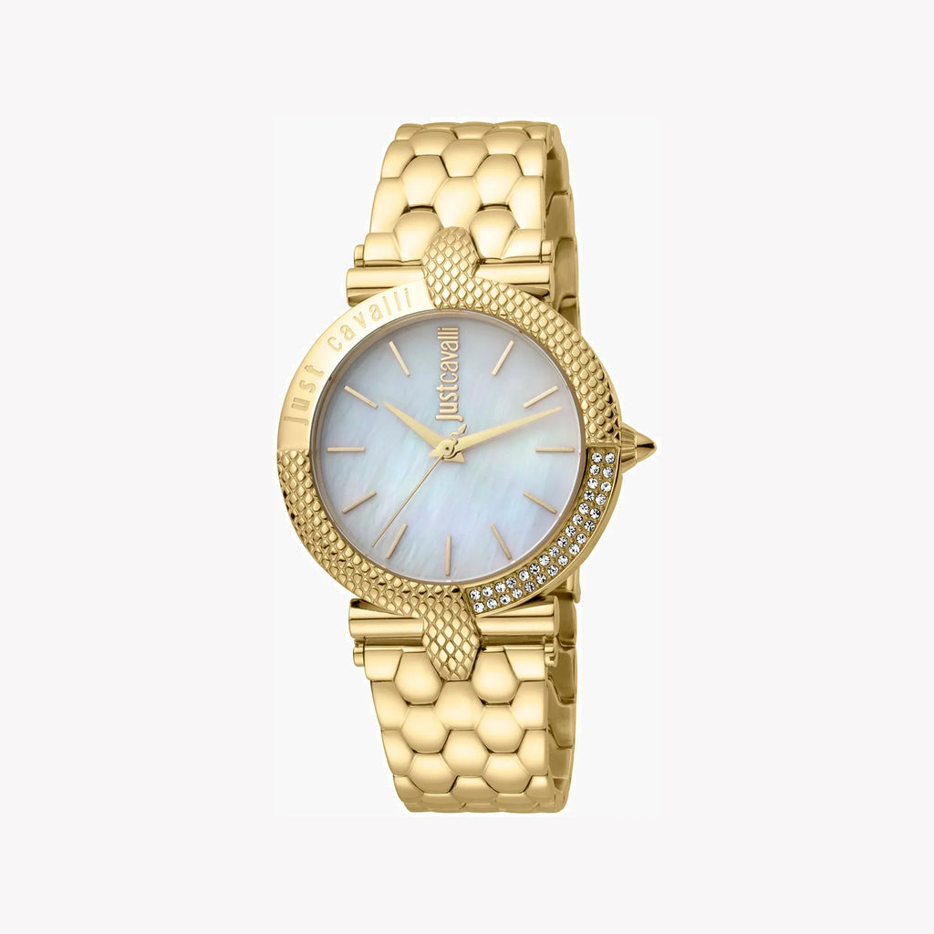 Just Cavalli Women's Gold Stainless Steel Watch, White Dial | Jc1l105m0085