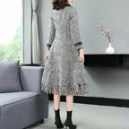 PU Leather Lapel Long Sleeve Double Breasted Waist Irregular Plaid Coat Jacket Women's New Early Autumn