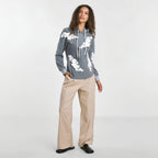 Fashion Women's Hoodies Hooded Contract Color Lace Patchwork Long Sleeves Gray Sweatshirt Autumn