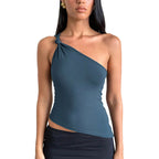Sexy off shoulder high-end temperament solid color top vest