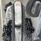 Luxury High Quality Sequined Knit Long Cardigan Women Winter Autumn Brand Thicken Cashmere Sweater Jacket Knitwear Coat