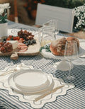 Linen Table Placemat Set with Embroidered Scalloped Edges