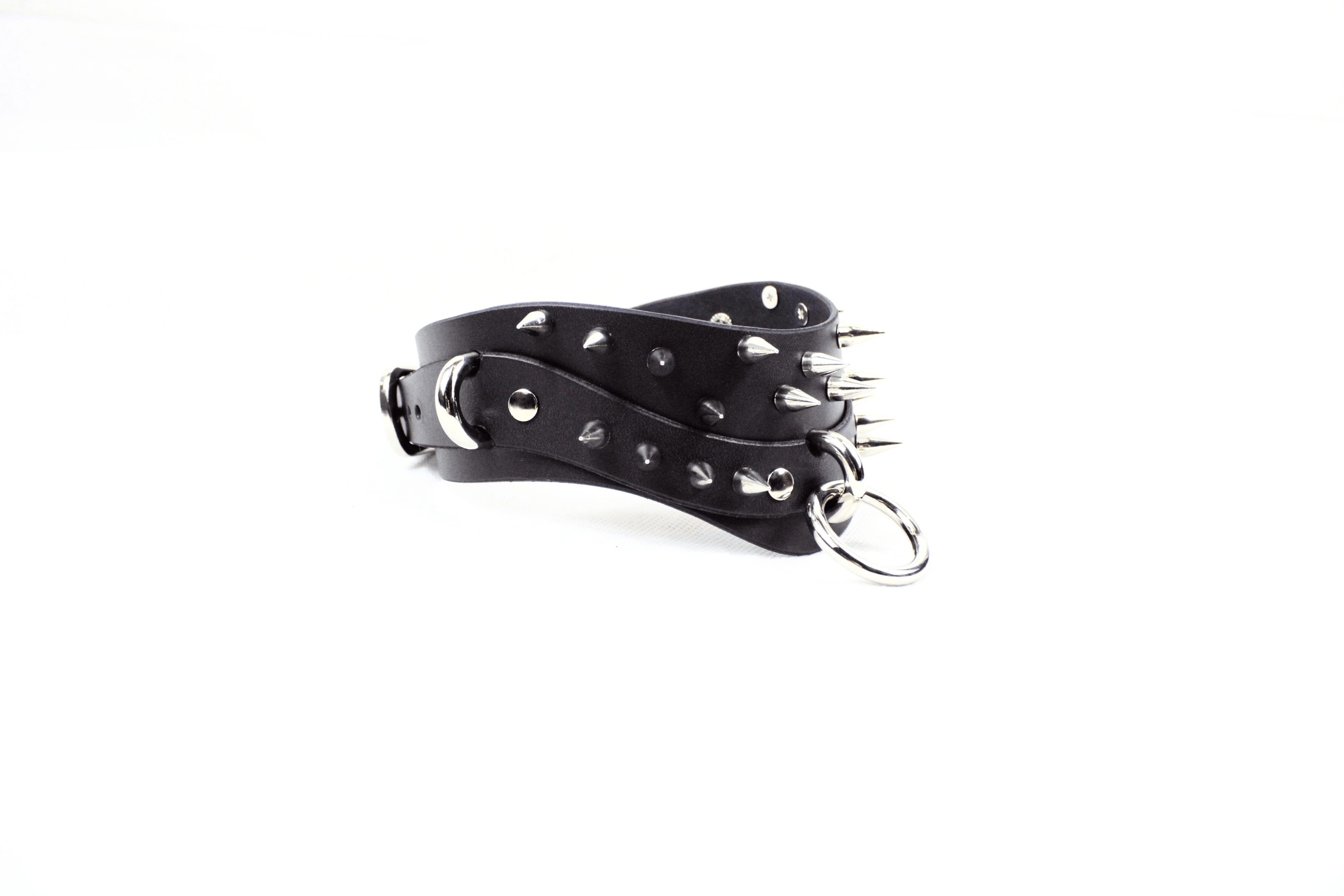 Black Spiked BDSM Collar – Wide Gothic Posture Submissive Choker