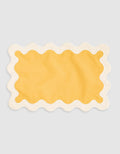 Linen Table Placemat Set with Embroidered Scalloped Edges