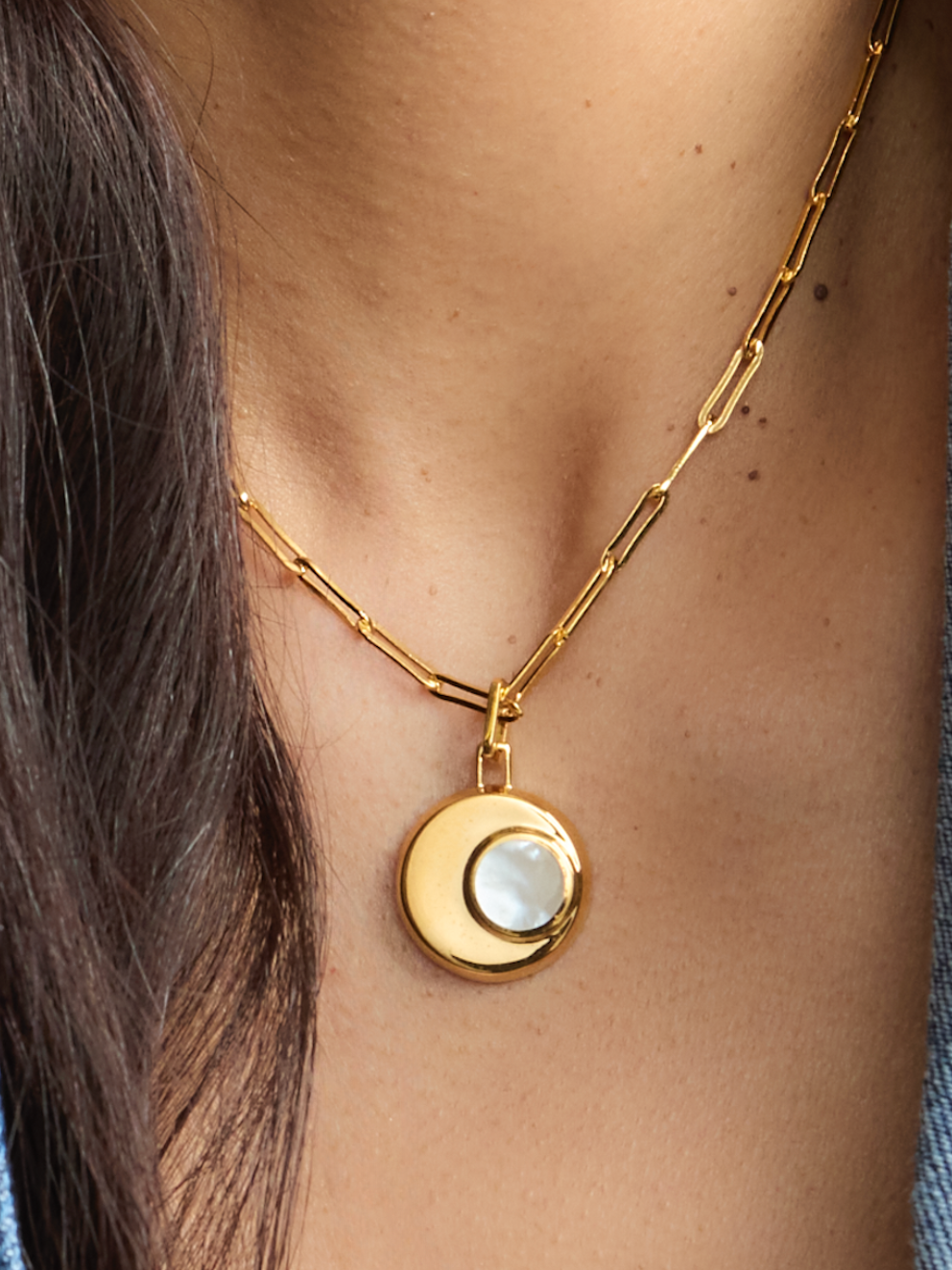 Gold plated Mother of Pearl Necklace - Cressida | No More Nobody