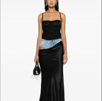 Patchwork Demin Designer Skirts For Women High Waist Spliced Button Temperament Asymmetrical Skirt Female Fashion