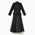 Elegant Satin Patchwork Rhinestone Button Formal Evening Dress Gown