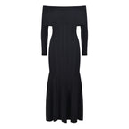 Designer Dress Women Autumn Winter Vintage Elegant Ruffles Knitted Mermaid Dresses