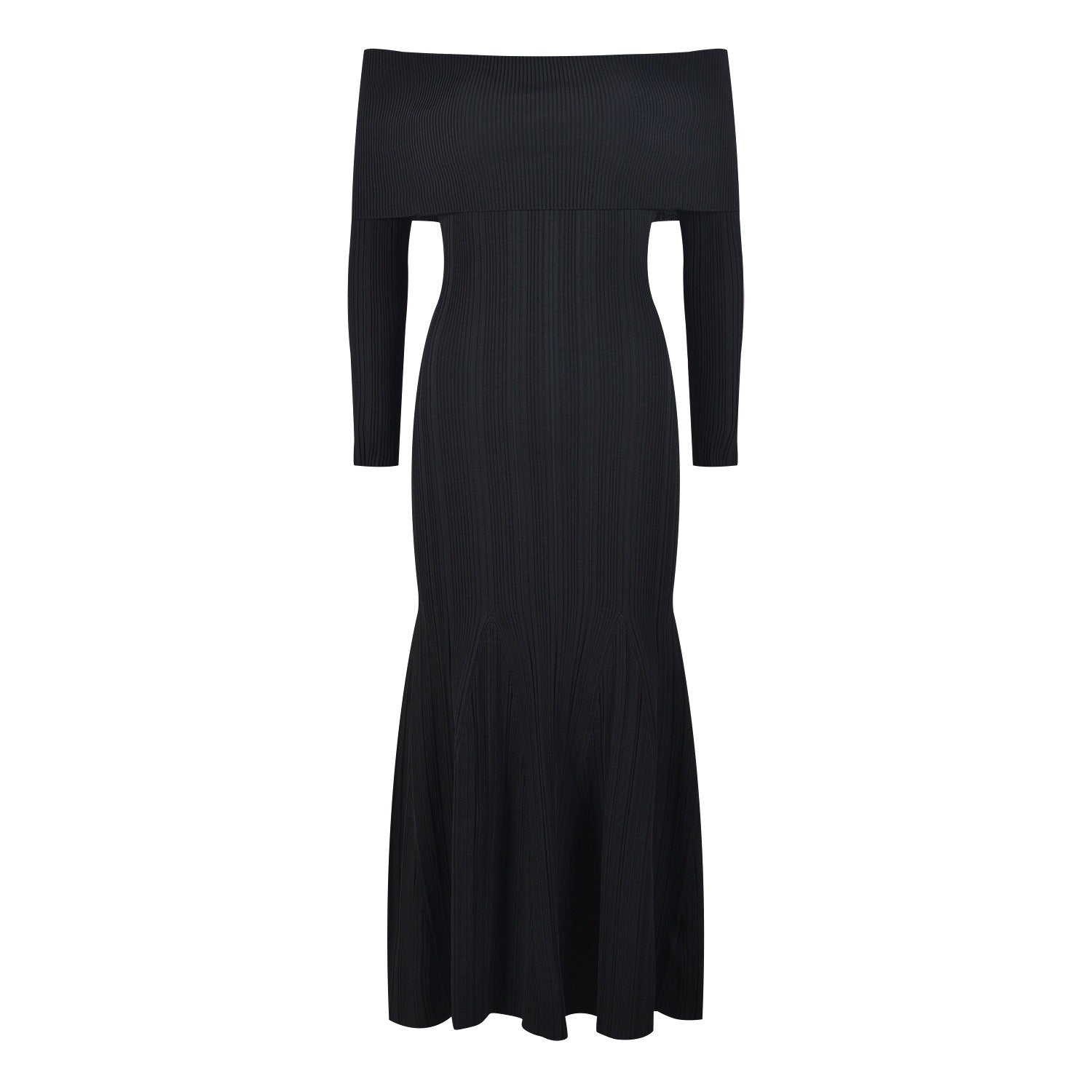 Designer Dress Women Autumn Winter Vintage Elegant Ruffles Knitted Mermaid Dresses