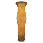 Elegant Gradient Pleated Dress with Fashion Design, Slim Fit, Luxury Style Long Dress