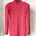 HIGH STREET Runway Fall Designer Women's Long Sleeve Monogram Jacquard Knit Dress