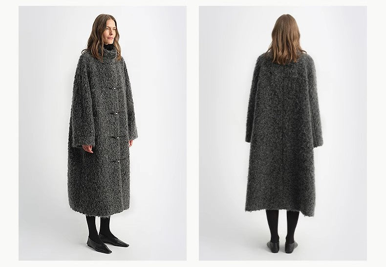 "Parisian Affair"Circle Long Fur Toggle Coat for Women